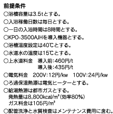 バスタイム２４（KJO-800/KJO-2000/KJO-3500/KJO-5500）ランニングコスト 条件